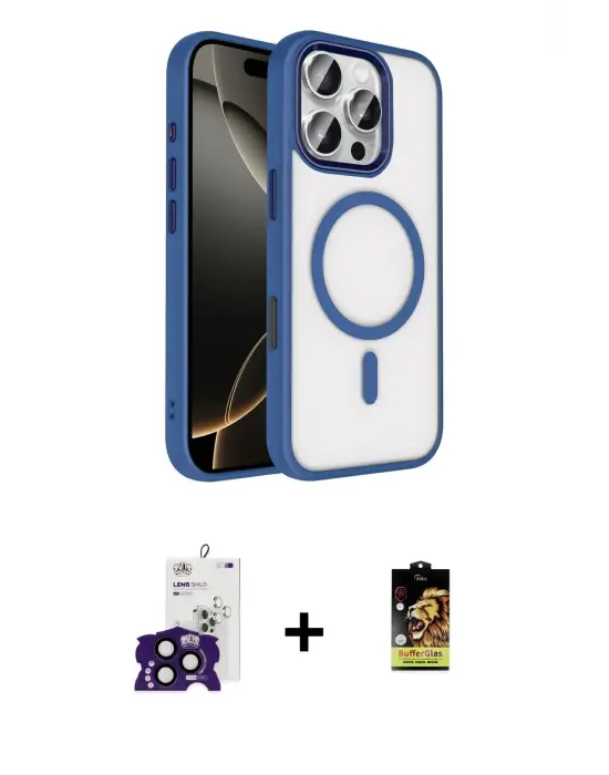 ieg™ iPhone 16 Pro Max Kılıf Kıvılcım Prime - Siyah Buffer Cam Ekran Koruyucu + Bilvis Titan Kamera Lens - SH