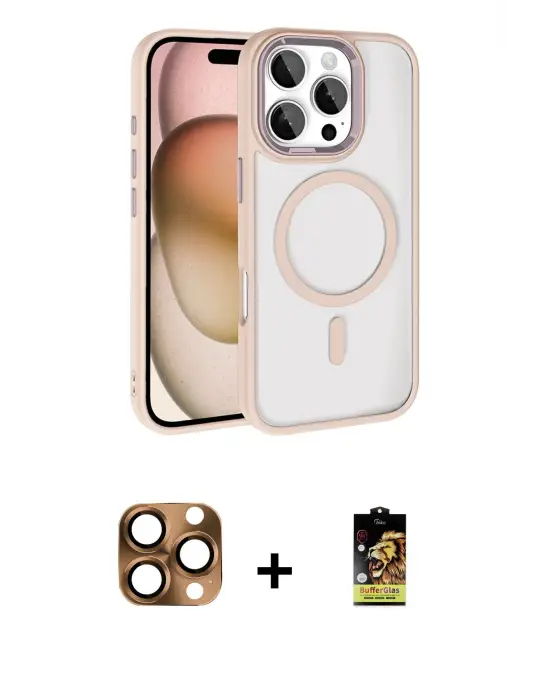 ieg™ iPhone 16 Pro Max Kılıf Kıvılcım Prime - Siyah Buffer Cam Ekran Koruyucu + Pers Alüminyum Kamera Lens - CLTM