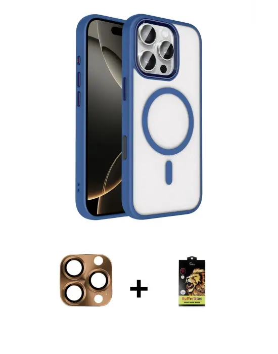ieg™ iPhone 16 Pro Max Kılıf Kıvılcım Prime - Siyah Buffer Cam Ekran Koruyucu + Pers Alüminyum Kamera Lens - CLTM