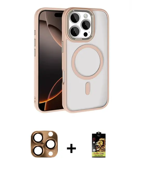 ieg™ iPhone 16 Pro Max Kılıf Kıvılcım Prime - Siyah Buffer Cam Ekran Koruyucu + Pers Alüminyum Kamera Lens - CLTM