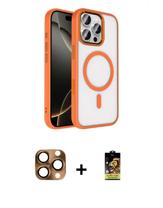 ieg™ iPhone 16 Pro Max Kılıf Kıvılcım Prime - Siyah Buffer Cam Ekran Koruyucu + Pers Alüminyum Kamera Lens - CLTM