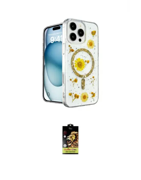 ieg™ iPhone 16 Pro Max Kılıf Kozmos Doku - Siyah Buffer Cam Ekran Koruyucu