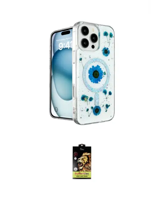 ieg™ iPhone 16 Pro Max Kılıf Kozmos Doku - Siyah Buffer Cam Ekran Koruyucu