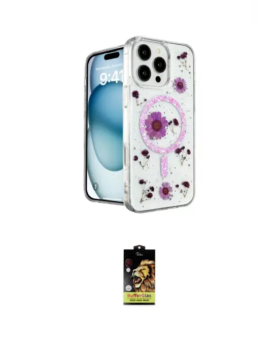 ieg™ iPhone 16 Pro Max Kılıf Kozmos Doku - Siyah Buffer Cam Ekran Koruyucu