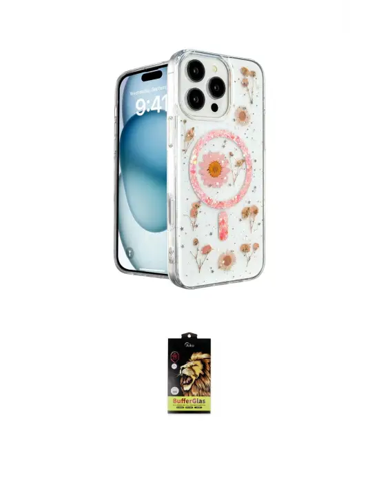 ieg™ iPhone 16 Pro Max Kılıf Kozmos Doku - Siyah Buffer Cam Ekran Koruyucu