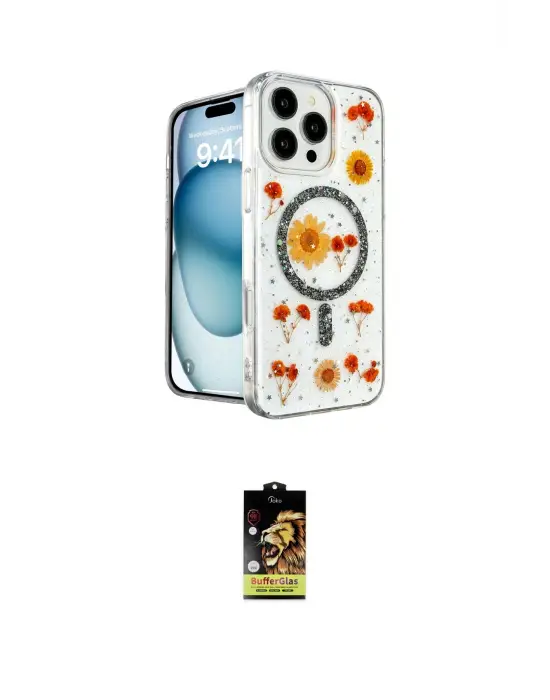 ieg™ iPhone 16 Pro Max Kılıf Kozmos Doku - Siyah Buffer Cam Ekran Koruyucu