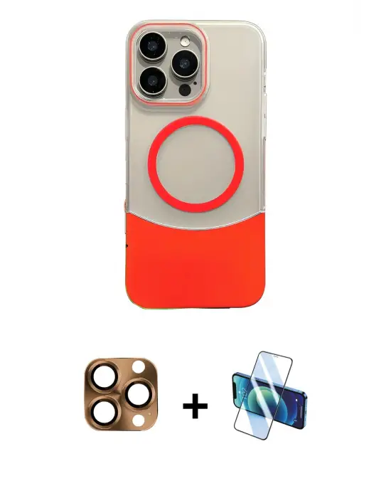 ieg™ iPhone 16 Pro Max Kılıf Kozmos Form Özel Seri - Siyah 3D Antistatik Cam Ekran Koruyucu + Pers Alüminyum Kamera Lens - CLTM