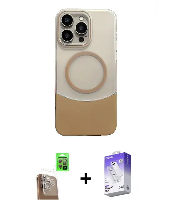 ieg™ iPhone 16 Pro Max Kılıf Kozmos Form Özel Seri - Siyah Bilvis 5in1 3D Magic Cam Ekran Koruyucu + Raze Metal Kamera Lens - CLTM