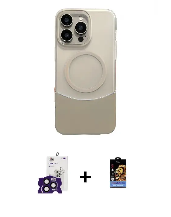 ieg™ iPhone 16 Pro Max Kılıf Kozmos Form Özel Seri - Siyah Buffer Hayalet Cam Ekran Koruyucu + Bilvis Titan Kamera Lens - SH