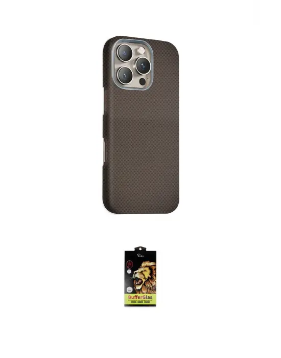 ieg™ iPhone 16 Pro Max Kılıf Kozmos Klasik Prime - Siyah Buffer Cam Ekran Koruyucu