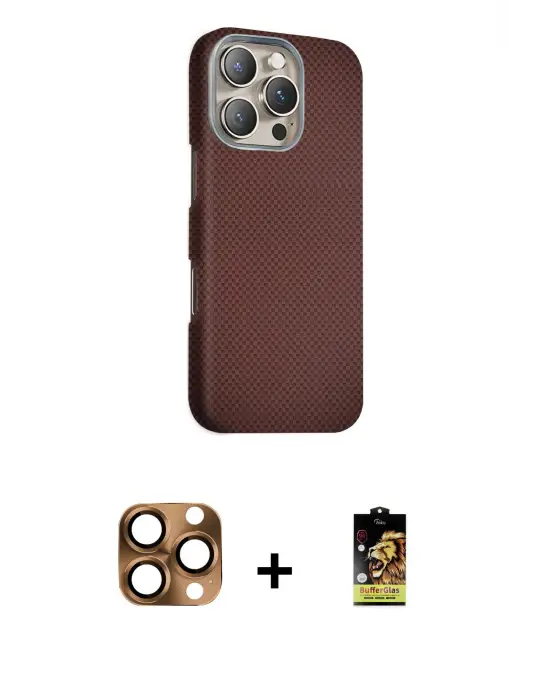 ieg™ iPhone 16 Pro Max Kılıf Kozmos Klasik Prime - Siyah Buffer Cam Ekran Koruyucu + Pers Alüminyum Kamera Lens - CLTM