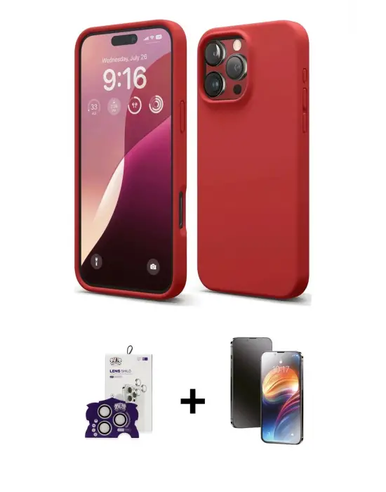 ieg™ iPhone 16 Pro Max Kılıf Kozmos Yansıma Özel Seri - Siyah 3D Antistatik Mat Seramik Nano Ekran Koruyucu + Bilvis Titan Kamera Lens - GS