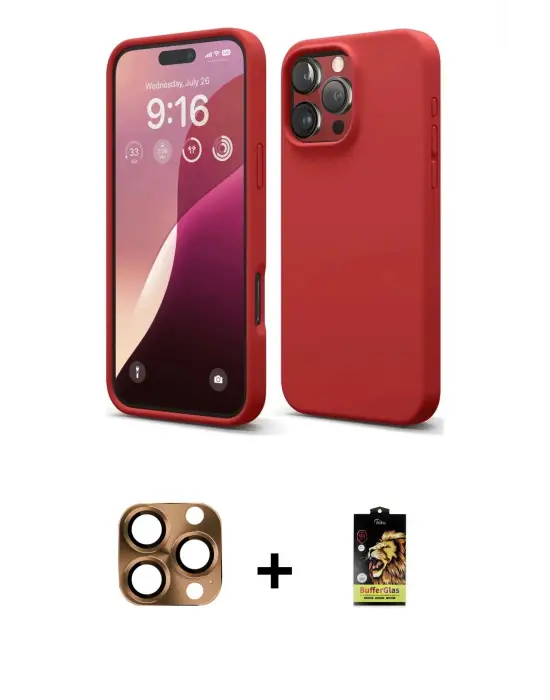ieg™ iPhone 16 Pro Max Kılıf Kozmos Yansıma Özel Seri - Siyah Buffer Cam Ekran Koruyucu + Pers Alüminyum Kamera Lens - CLTM
