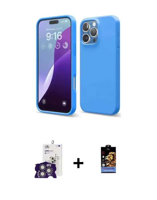 ieg™ iPhone 16 Pro Max Kılıf Kozmos Yansıma Özel Seri - Siyah Buffer Hayalet Cam Ekran Koruyucu + Bilvis Titan Kamera Lens - GS