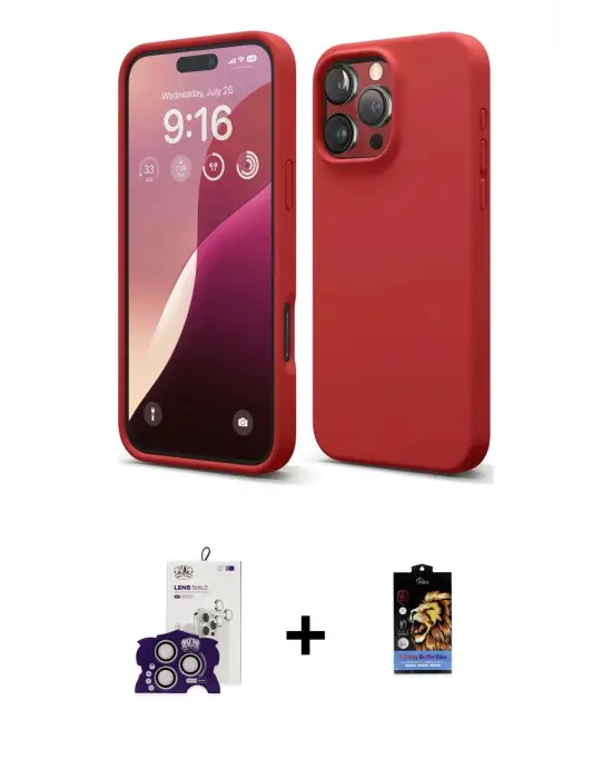 ieg™ iPhone 16 Pro Max Kılıf Kozmos Yansıma Özel Seri - Siyah Buffer Hayalet Cam Ekran Koruyucu + Bilvis Titan Kamera Lens - GS