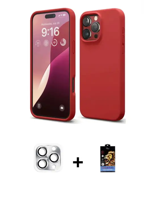 ieg™ iPhone 16 Pro Max Kılıf Kozmos Yansıma Özel Seri - Siyah Buffer Hayalet Cam Ekran Koruyucu + Pers Alüminyum Kamera Lens - GS