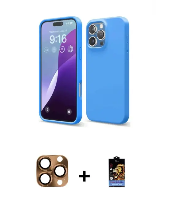 ieg™ iPhone 16 Pro Max Kılıf Kozmos Yansıma Özel Seri - Siyah Buffer Hayalet Cam Ekran Koruyucu + Pers Alüminyum Kamera Lens - CLTM