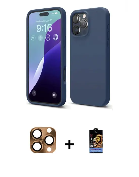 ieg™ iPhone 16 Pro Max Kılıf Kozmos Yansıma Özel Seri - Siyah Buffer Hayalet Cam Ekran Koruyucu + Pers Alüminyum Kamera Lens - CLTM