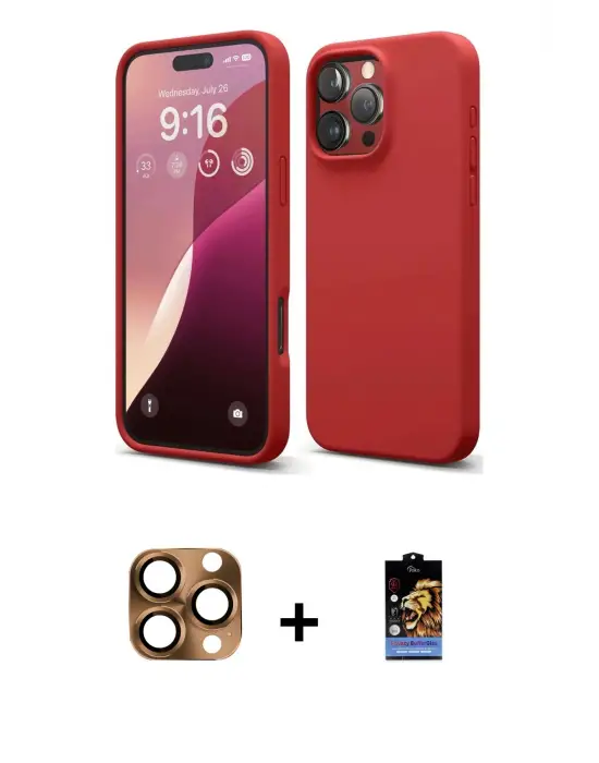 ieg™ iPhone 16 Pro Max Kılıf Kozmos Yansıma Özel Seri - Siyah Buffer Hayalet Cam Ekran Koruyucu + Pers Alüminyum Kamera Lens - CLTM
