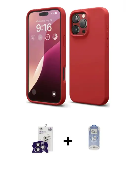 ieg™ iPhone 16 Pro Max Kılıf Kozmos Yansıma Özel Seri - Siyah Joko Magic 5D Cam + Bilvis Titan Kamera Lens - TMGI