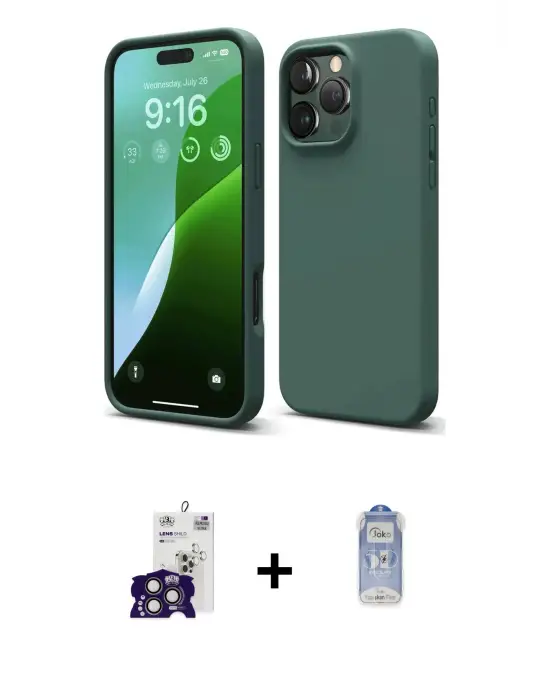 ieg™ iPhone 16 Pro Max Kılıf Kozmos Yansıma Özel Seri - Siyah Joko Magic 5D Cam + Bilvis Titan Kamera Lens - TMGI