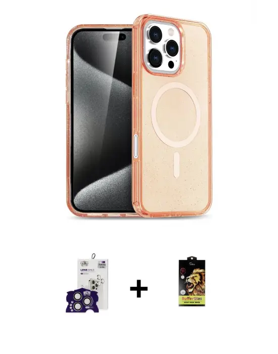 ieg™ iPhone 16 Pro Max Kılıf Nova Asil Prime - Siyah Buffer Cam Ekran Koruyucu + Bilvis Titan Kamera Lens - TMGI