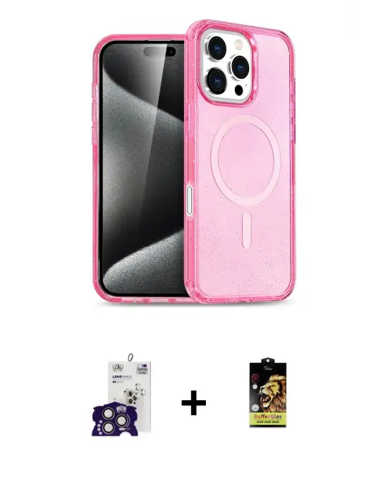 ieg™ iPhone 16 Pro Max Kılıf Nova Asil Prime - Siyah Buffer Cam Ekran Koruyucu + Bilvis Titan Kamera Lens - TMGI