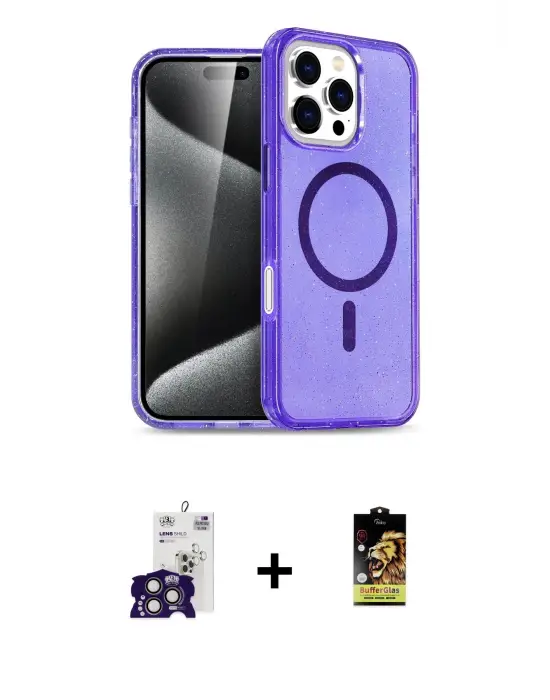 ieg™ iPhone 16 Pro Max Kılıf Nova Asil Prime - Siyah Buffer Cam Ekran Koruyucu + Bilvis Titan Kamera Lens - TMGI