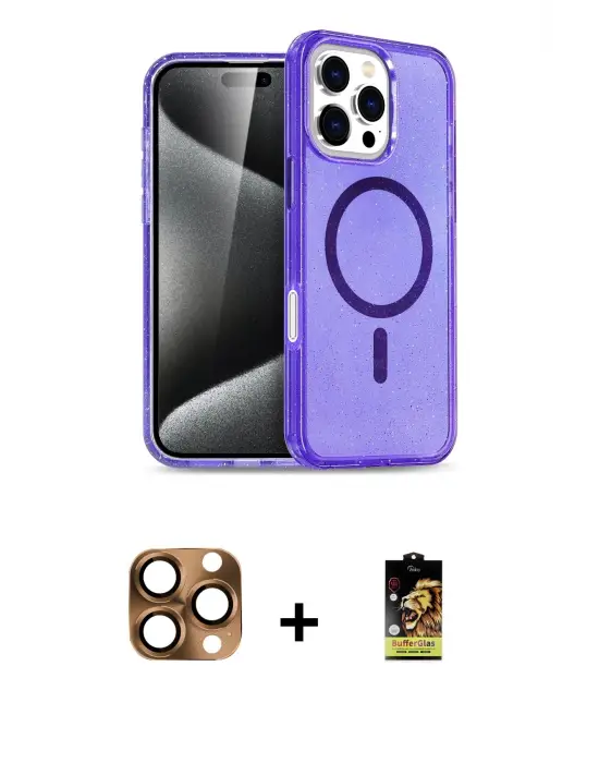 ieg™ iPhone 16 Pro Max Kılıf Nova Asil Prime - Siyah Buffer Cam Ekran Koruyucu + Pers Alüminyum Kamera Lens - CLTM
