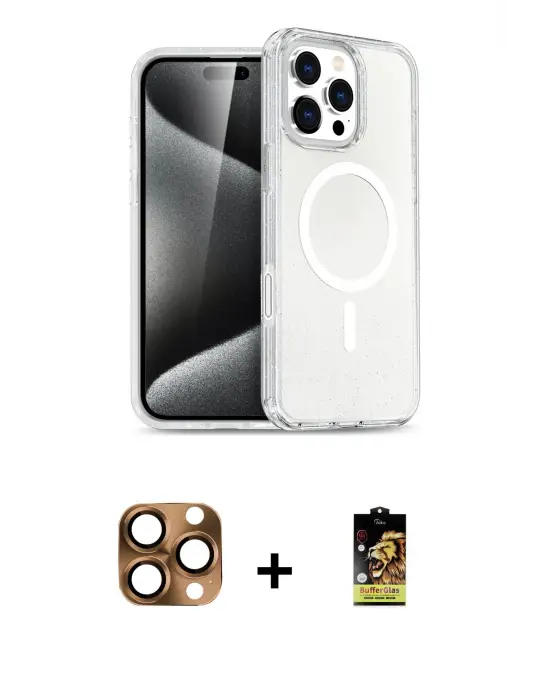 ieg™ iPhone 16 Pro Max Kılıf Nova Asil Prime - Siyah Buffer Cam Ekran Koruyucu + Pers Alüminyum Kamera Lens - CLTM