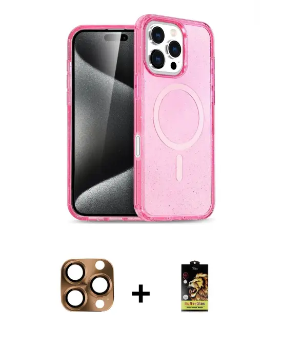 ieg™ iPhone 16 Pro Max Kılıf Nova Asil Prime - Siyah Buffer Cam Ekran Koruyucu + Pers Alüminyum Kamera Lens - CLTM