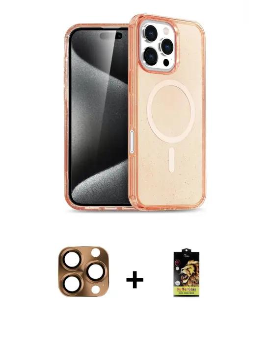 ieg™ iPhone 16 Pro Max Kılıf Nova Asil Prime - Siyah Buffer Cam Ekran Koruyucu + Pers Alüminyum Kamera Lens - CLTM