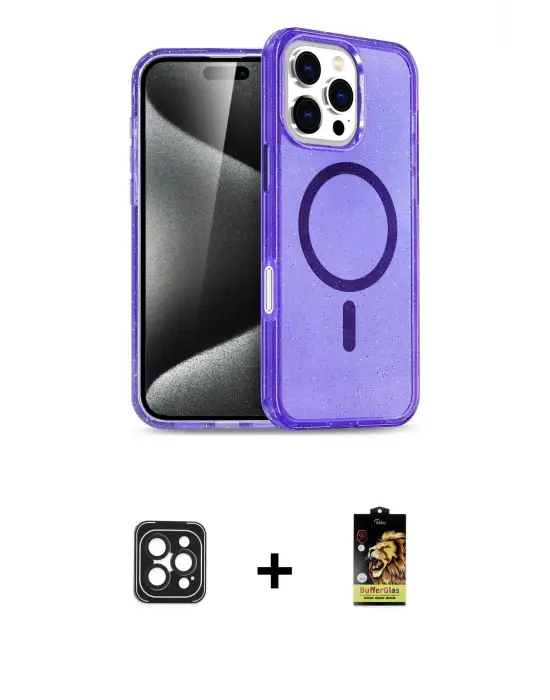 ieg™ iPhone 16 Pro Max Kılıf Nova Asil Prime - Siyah Buffer Cam Ekran Koruyucu + PVD Metal Kamera Lens - SH
