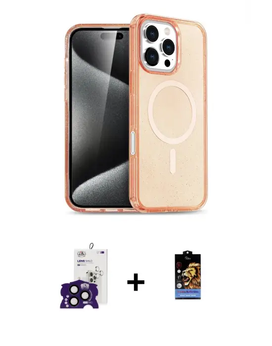 ieg™ iPhone 16 Pro Max Kılıf Nova Asil Prime - Siyah Buffer Hayalet Cam Ekran Koruyucu + Bilvis Titan Kamera Lens - SH