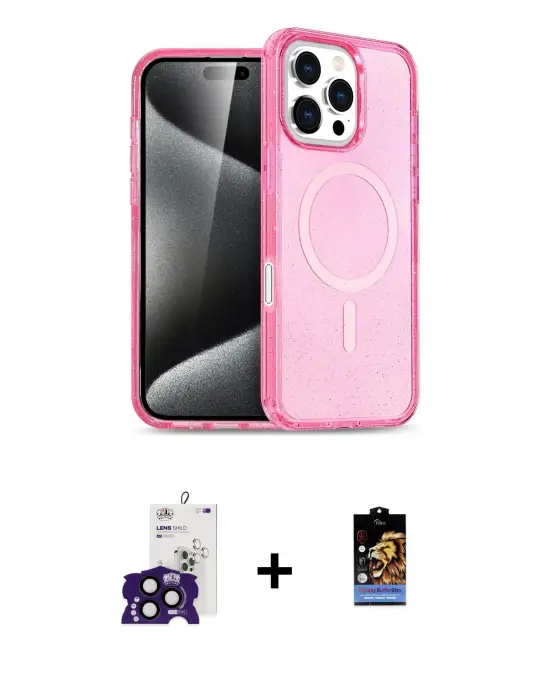 ieg™ iPhone 16 Pro Max Kılıf Nova Asil Prime - Siyah Buffer Hayalet Cam Ekran Koruyucu + Bilvis Titan Kamera Lens - SH