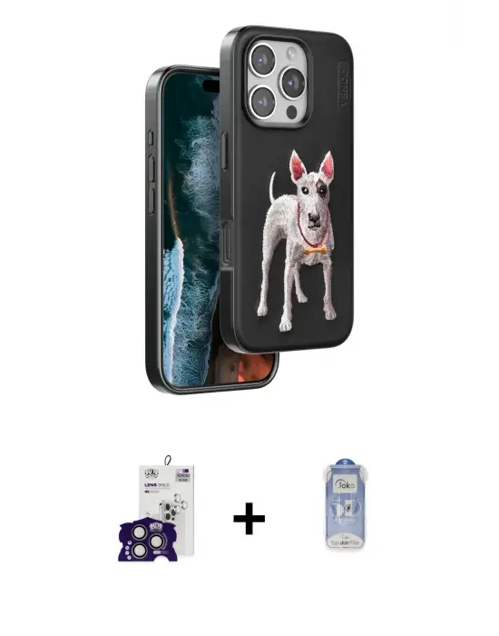 ieg™ iPhone 16 Pro Max Kılıf Nova Form Koleksiyonu - Siyah Joko Magic 5D Cam + Bilvis Titan Kamera Lens - TMGI