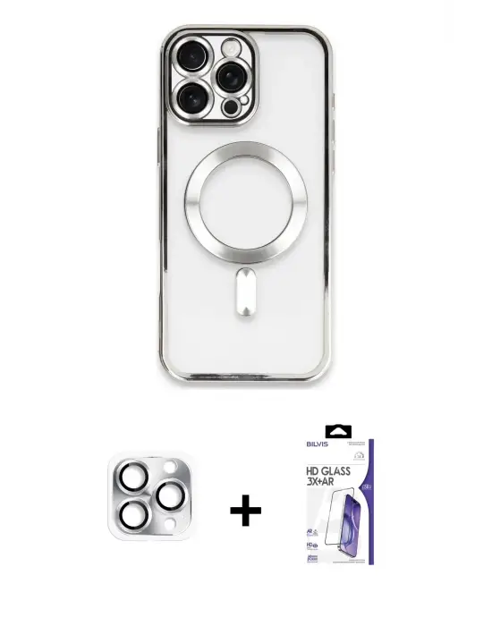 ieg™ iPhone 16 Pro Max Kılıf Nova Işık Özel Seri - Siyah Bilvis 3X AR HD Cam Ekran Koruyucu + Pers Alüminyum Kamera Lens - GS