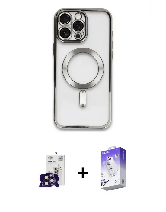 ieg™ iPhone 16 Pro Max Kılıf Nova Işık Özel Seri - Siyah Bilvis 5in1 3D Magic Cam Ekran Koruyucu + Bilvis Titan Kamera Lens - TMGI
