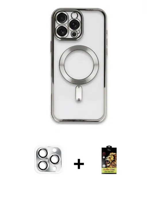 ieg™ iPhone 16 Pro Max Kılıf Nova Işık Özel Seri - Siyah Buffer Cam Ekran Koruyucu + Pers Alüminyum Kamera Lens - GS