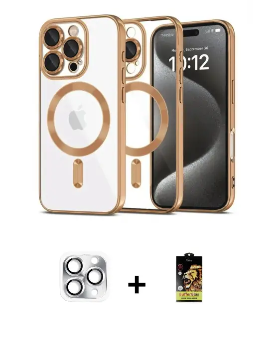 ieg™ iPhone 16 Pro Max Kılıf Nova Işık Özel Seri - Siyah Buffer Cam Ekran Koruyucu + Pers Alüminyum Kamera Lens - GS