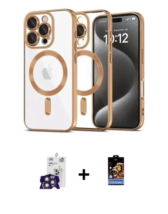 ieg™ iPhone 16 Pro Max Kılıf Nova Işık Özel Seri - Siyah Buffer Hayalet Cam Ekran Koruyucu + Bilvis Titan Kamera Lens - TMGI