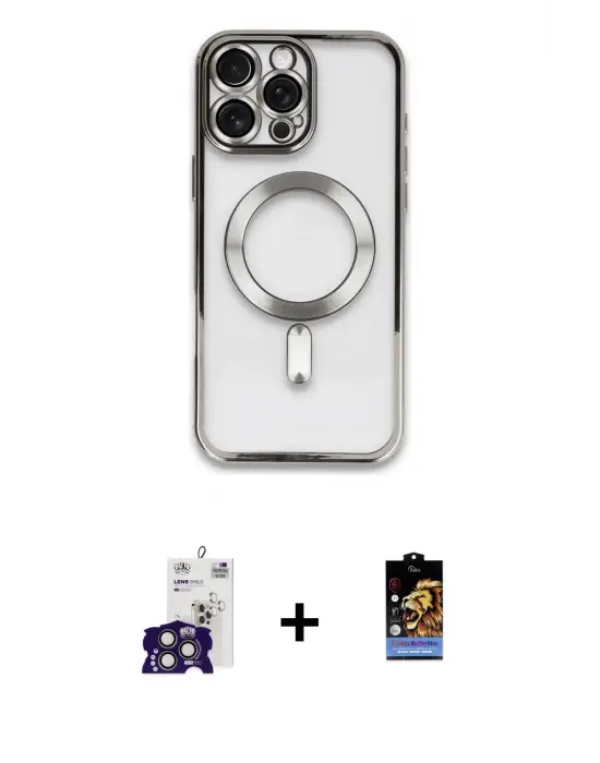 ieg™ iPhone 16 Pro Max Kılıf Nova Işık Özel Seri - Siyah Buffer Hayalet Cam Ekran Koruyucu + Bilvis Titan Kamera Lens - TMGI