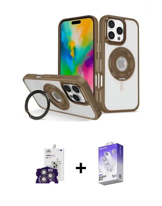 ieg™ iPhone 16 Pro Max Kılıf Nova Minimal Serisi - Siyah Bilvis 5in1 3D Magic Cam Ekran Koruyucu + Bilvis Titan Kamera Lens - GS