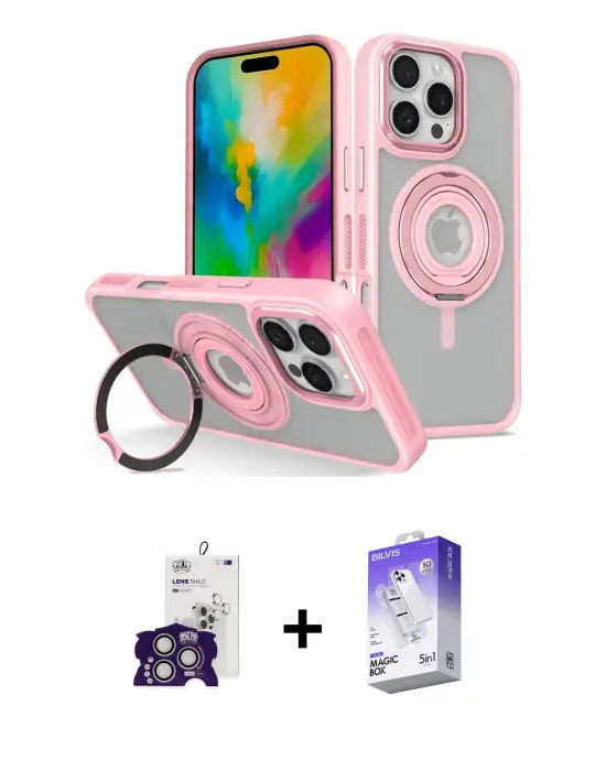 ieg™ iPhone 16 Pro Max Kılıf Nova Minimal Serisi - Siyah Bilvis 5in1 3D Magic Cam Ekran Koruyucu + Bilvis Titan Kamera Lens - GS