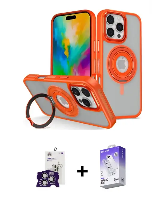 ieg™ iPhone 16 Pro Max Kılıf Nova Minimal Serisi - Siyah Bilvis 5in1 3D Magic Cam Ekran Koruyucu + Bilvis Titan Kamera Lens - GS