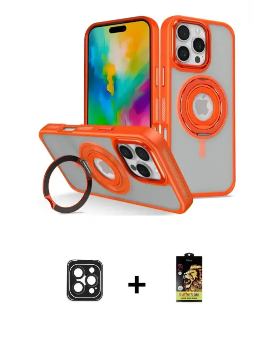 ieg™ iPhone 16 Pro Max Kılıf Nova Minimal Serisi - Siyah Buffer Cam Ekran Koruyucu + PVD Metal Kamera Lens - SH