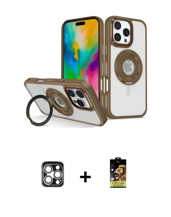 ieg™ iPhone 16 Pro Max Kılıf Nova Minimal Serisi - Siyah Buffer Cam Ekran Koruyucu + PVD Metal Kamera Lens - GS