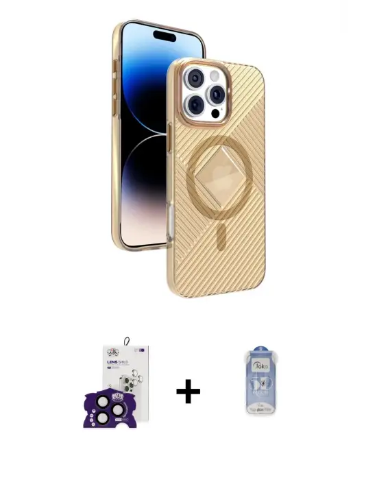 ieg™ iPhone 16 Pro Max Kılıf Nova Modern Prime - Siyah Joko Magic 5D Cam + Bilvis Titan Kamera Lens - SH