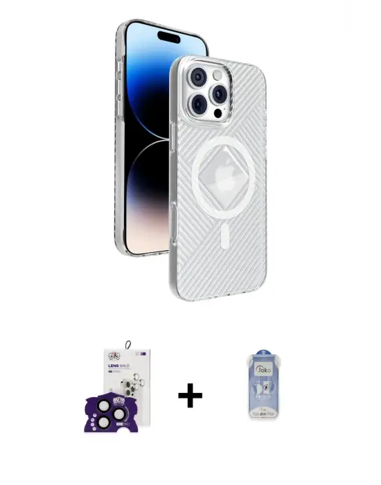 ieg™ iPhone 16 Pro Max Kılıf Nova Modern Prime - Siyah Joko Magic 5D Cam + Bilvis Titan Kamera Lens - SH