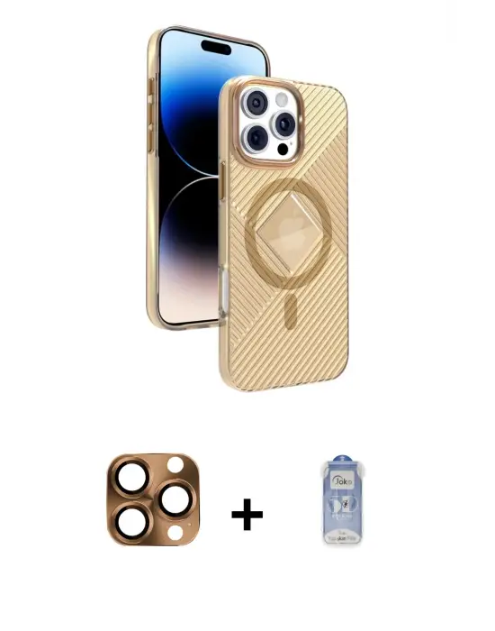 ieg™ iPhone 16 Pro Max Kılıf Nova Modern Prime - Siyah Joko Magic 5D Cam + Pers Alüminyum Kamera Lens - CLTM